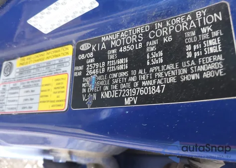 2009 Kia Sportage Lx V6 from USA, damaged, VIN KNDJE723197601847